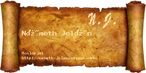 Németh Jolán névjegykártya